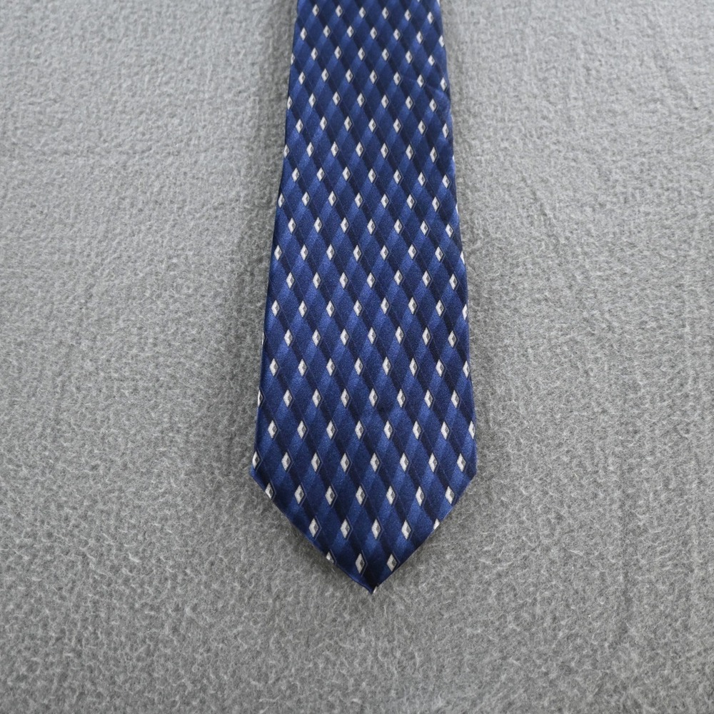 Umberto Bossi Mens‎ Geometric Diamond Silk Necktie OS Blue Navy